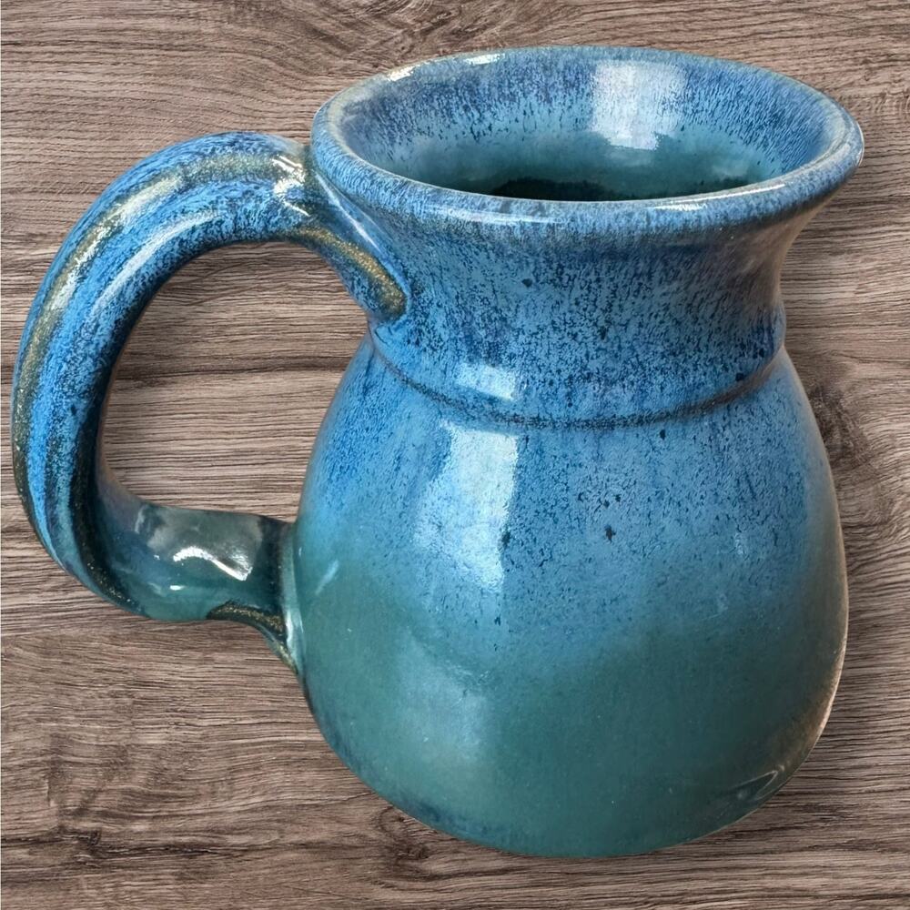 Handcrafted Style Pottery Mug Blue Speckled Southwestern Bear Coffee Cup - Picture 3 of 6